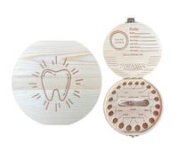 AYNKH Milk Tooth Box, Tooth Keepsake Wooden Baby Storage Memory Fairy Box Kit for Girls Boys (Tooth)