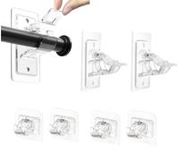 AYNKH No Punch Curtain Rod Bracket, Curtains Hooks,PET Material, Self-Adhesive Curtain Rod Bracket for Bathroom, Kitchen, Living Room, Bedroom Nail-Free (White)