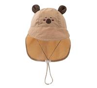 AYNKH Plain Fine Fabric Duck Tongue Cap, Sun Hat with Neck Ear Protection, UV Protective (UPF 50+) Unisex Cap for Infants Toddlers, 38-46cm Head (UK, Age, One Size, Khaki, Baby Sun Hat-Capybara)