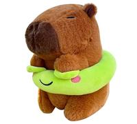 AYNKH Pool Float Capybara Plush Toy, 23cm Realistic Soft Capybara Stuffed Animal on a Mini Pool Ring, Adorable Summer-Themed Plushie Gift for Kids, Boys, and Girls, Ideal for Fun and Relaxation