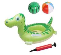 AYNKH Pool Inflatables for Kids, Pack of 3 Swimming Pool Toys Dinosaur Unicorn Rubber Ring 12 Inch Beach Ball and Inflator, Durable PVC Pool Floats for Summer Beach Water Party (Green)
