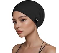 AYNKH Satin Hooded Sleeping Hat Unisex, Dual Side Adjustable Fleece Hat, Night Sleep Hair Care for Men and Women Black