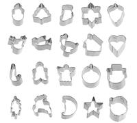 AYNKH Set of 20 Stainless Steel Cookie Cutter, Various Shapes for Christmas Holiday Home Dinner Party Decoration, Cute Moulds for Biscuits, Cookies, Cake Decorations, Gift for Friends Family