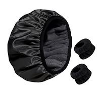 AYNKH Towel Lined Shower Cap, Microfiber Terry Cloth Silky Satin Stretchy Bathing Cap, Waterproof Triple Layer Reusable for All Hair Lengths, Quick Dry Hair Deep Conditioning