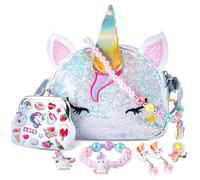 AYNKH Unicorn Gifts for Girls, 8PCS Cute Crossbody Bag Purse Dress Up Jewelry Set Toys for Pretend Play Accessories Princess Party Birthday Presents