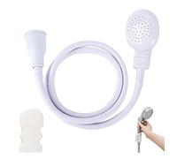 AYNKH White Single Tap Shower Spray Hose Bathroom Attachment Connect on Bath Tub Spout for Pet Bathing Grooming Massage with Silicon Holder, Push-on-Fitting for Round Hose Head