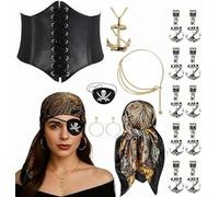 AYNKH Women's Pirate Costumes, Women's Pirate Accessories Women,Pirates Eye Patch Pirates Headbands Wig Jewellery Belts Belt Chains, Halloween, Mardi Gras, Role Play Costumes,Captain,Fancy Dress