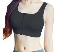 AYNKH Women's Sports Bra High Impact Zip Front Post Surgery Comfy Support Bra, Wireless Crop Top Vest Seamless Padded Cross Back Activewear for Yoga Workout Fitness Gym Sports Running