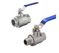 AYNRJKKX 304 Stainless Steel Two Piece Ball Valve 1/4 3/8 1/2 3/4 2 Quot; Female X Male Full Port Ball Valve Water Gas Oil Switch Adapter 1Pcs(Female - Female,3l8)