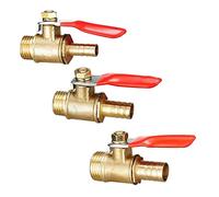 AYNRJKKX Brass 6/8/10/12mm Red Lever Handle Ball Valve Hose Barb 1/4 Quot; 3/8 Quot; 1/2 Quot; BSP Male Thread Connector Pipe Fitting Coupler Adapter 1Pcs(10mm - 3I8 inch)