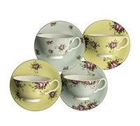 Aynsley Archive Rose Teacups and Saucers, Multi, Set of 4