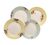 Aynsley CLAS40012 Archive Rose Plates (Set of 4), Bone China, Multi, 20.5 x 20.5 x 3 cm