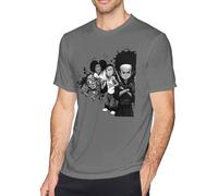 Ayobox The Boondocks Character Cast Fighting Collage Shirt Men Casual Fashion Novelty Short Sleeve Crewneck Cotton Tee Tops Deep Heather Small(Medium)