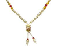 Ayodhya Bhakti Golden Crystal Moti Haar Necklace for MURTI !! Mala Garland For God Idols !! HAR for DIETY !! Ganpati Kanthi !! Ganpati Mala !! Mala for Photo Frame !! Kanthi Har !! Deity Ornament