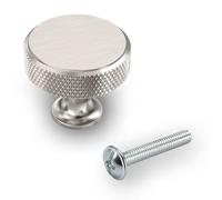 Ayoface 10Pcs Knurled Cabinet Knobs Pulls Nickel Colour, Solid Wardrobe Knobs Drawer Handles Round Knurled, Modern Minimalist Style, with Screws (Nickel Knurled, 10*Knobs+Screws)