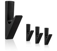 Ayoface Black Tea Towel Hooks 4Pcs, Cabinet Door Hook Coat Heavy Duty, Stick On Hooks Wall Hangers for Cloakroom Bedroom Entrance Kitchen, Modern Design Rust-Proof and Waterproof