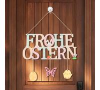 Ayoface Bunny Easter Door Wreath German Front Door Easter Rustic Decorations Wooden Welcome Sign Easter Eggs for Anglo-German Families Deutsche Schule Event Ostern Deko (Easter Egg)