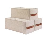 Ayoface Foldable Fabric Storage Box Set of 3 Small Canvas Storage Boxes White Fabric Basket for Shelves Canvas Wardrobe for Organizing Toys Clothes Office