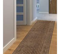 AYOHA Runner Rug 2' x 10' Indoor/Outdoor Carpet Runners, Hallway Kitchen Entryway Bedroom Area Rugs with Natural Non-Slip Rubber Backing, Garage mat, Brown/Brown Strip (Available for Custom Sizes)