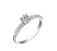 Ayoiow 0.5 Carat Diamond Ring 14K White Gold with 0.5ct Round Diamond, Forever Love Rings for Women Size M 1/2
