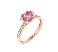 Ayoiow 1 Ct Engagement Rings 18K Rose Gold Elegant with Heart Shape Tourmaline 1ct and 0.11ct Diamond, 50th Wedding Anniversary Rings for Women Size L 1/2