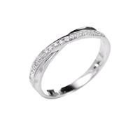 Ayoiow 10 Year Anniversary Ring 9K White Gold with 0.11ct Diamond, Beautiful Wedding Rings for Her Size N 1/2