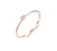 Ayoiow 10 Year Anniversary Ring for Her 9K Rose Gold Stacked Simple Solitaire Round Diamond 0.04ct, 40Th Anniversary Ring for Women Size I 1/2