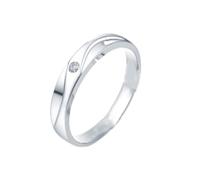 Ayoiow 10 Year Wedding Anniversary Rings with 0.03ct Diamond, 14K White Gold Rings Wedding for Boyfriend Size P 1/2
