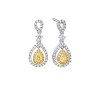 Ayoiow 14 K Gold Earrings for Women Dangle Waterdrop, Yellow Diamond 0.2ct; White Diamond 0.35ct 14K Earrings for Women Real Gold