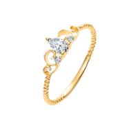 Ayoiow 14 Karat Gold Anniversary Rings for Women Crown with 0.18ct Pear Shape Diamond, Beautiful Rings for Wedding Size I 1/2