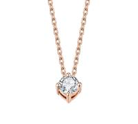 Ayoiow 14 Karat Gold Diamond Necklace Simple Elegant Solitaire Round Diamond 0.13ct, 14K Necklace Set for Women 14K Rose Gold