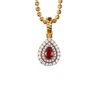Ayoiow 14 Karat Gold Necklaces for Women Drop with 0.6ct Lab Created Ruby and Moissanite, Chain Gold for Girlfriend