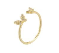 Ayoiow 14 Karat Gold Wedding Bands for Womens, Diamond Butterfly Open Adjustable Beautiful Rings for Women, 14K Yellow Gold | Size 6 L 1/2