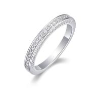 Ayoiow 14 Karat platinum Wedding Bands for Women, Moissanite Thin Channel Setting pt950 Ladies Wedding Ring for Her, Platinum | Size K 1/2
