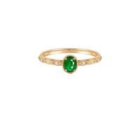 Ayoiow 14K Anniversary Rings for Women 14K Yellow Gold Oval with 0.25ct Emerald and Diamond, Forever Rings for Women Size M 1/2