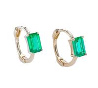 Ayoiow 14K Gold Hoop Earrings for Women Small Hoop with 1ct Lab Created Emerald, Pretty Earrings for Women