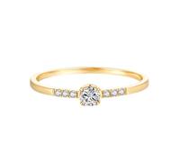 Ayoiow 14K Gold Promise Ring Elegant Thin with 0.12ct Round Cut Diamond, Antique Rings for Women Size P 1/2
