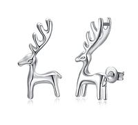 Ayoiow 14K Gold Simple Earrings White Gold No Gemstone for Women, Elk Silver Stud Earrings for Her
