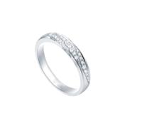 Ayoiow 14K Ladies Wedding Ring PT950-0.14ct-Women with 0.14ct Diamond, 14K Promise Rings for Women Size P 1/2