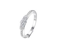 Ayoiow 14K Ring Solid Gold for Womens, Moissanite Elegant Thin Promise Ring for Your Girlfriend, 14K White Gold | Size U 1/2