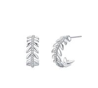 Ayoiow 14K White Gold Vacation Earrings for Women White Moissanite, Small Gold Earrings Studs for Her, Wheat C Shape in Silver