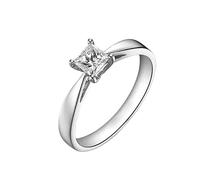 Ayoiow 14Kt Promise Rings Platinum Princess cut Diamond 0.4ct, White Ring for Girlfriend Size I 1/2