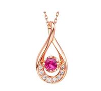 Ayoiow 18 K Gold Necklace Pendant Infinity with Round 0.12ct Ruby and Diamond, Mother's Necklace for Women
