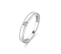 Ayoiow 18K White Gold Anniversary Rings for Womens, 0.1ct Moissanite Solitaire 40th Birthday Ring for Her, 18K White Gold | Size K 1/2