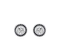 Ayoiow 18K White Gold Earrings Studs for Women White Moissanite, and Agate, Vacation Earrings for Women, Round Halo