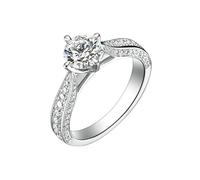 Ayoiow 18K White Gold Promise Ring 18K 4 Prong Lab Created Diamond 0.7ct, Engagement Ring Beautiful for Women Size P 1/2
