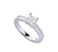 Ayoiow 18K White Gold Ring Princess cut Lab Created Diamond 0.7ct, 18K Gold Ring Gemstone for Women Size S 1/2