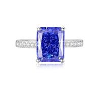 Ayoiow 18K White Gold Ring Wedding Band for Womens, Tanzanite and Moissanite Big Stone forever Ring, 18K White Gold | Size M 1/2