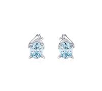 Ayoiow 18K White Gold Womens Earrings Studs Light Blue Aquamarine, Vacation Earrings for Women, Penguin in White Gold