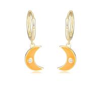 Ayoiow 18K Yellow Gold Dangling Earrings for Women with Def Diamond, Moon Dangle Earrings for Women Trendy, in Yellow Gold